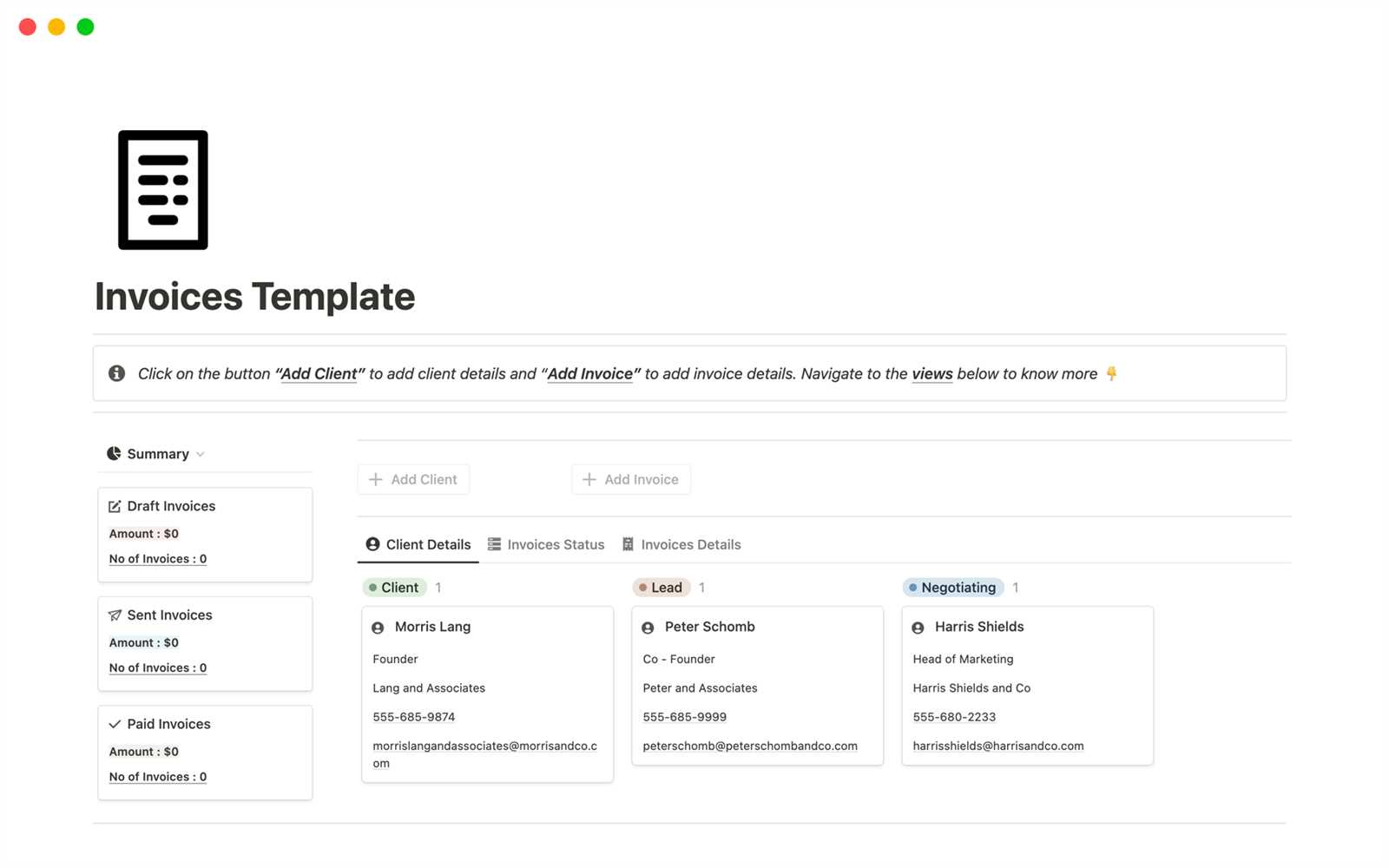 client invoice template