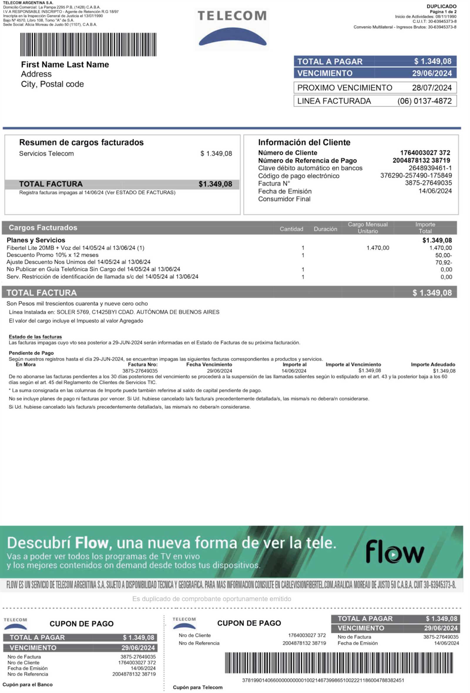 telecom invoice template