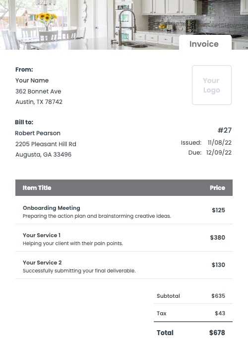 remodeling invoice template