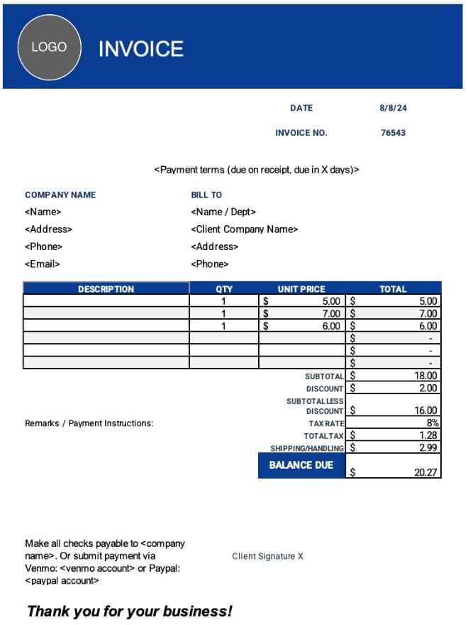 free invoice template for mac pages