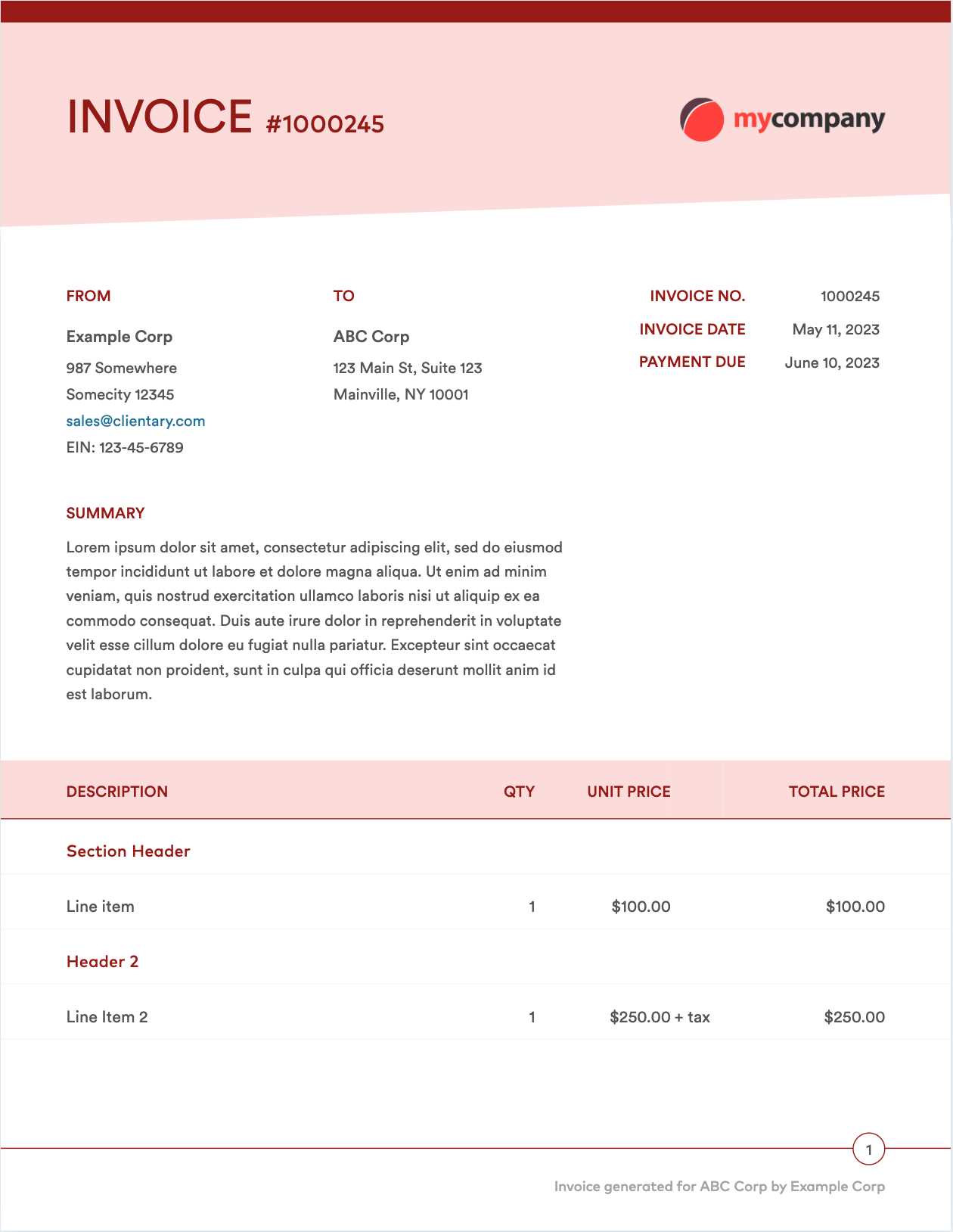 responsive invoice template