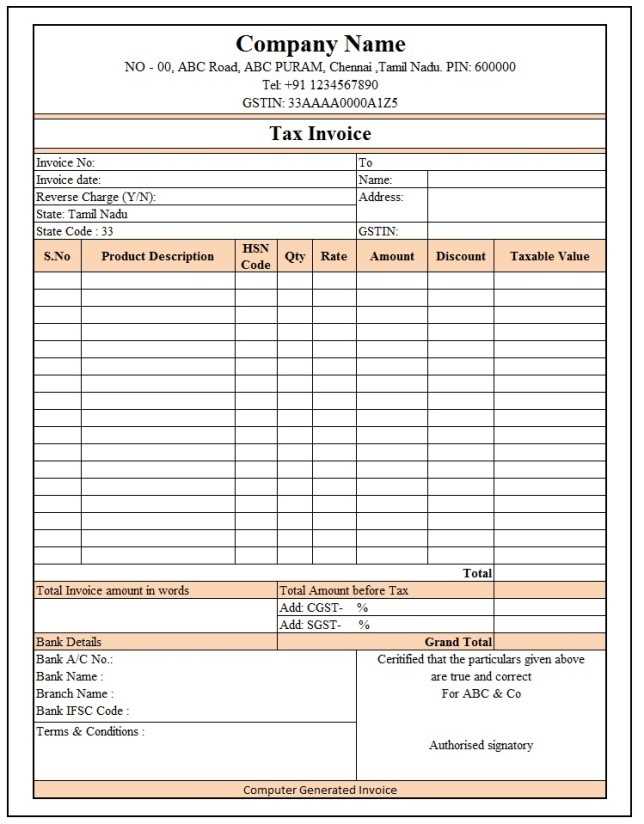 retail invoice template excel