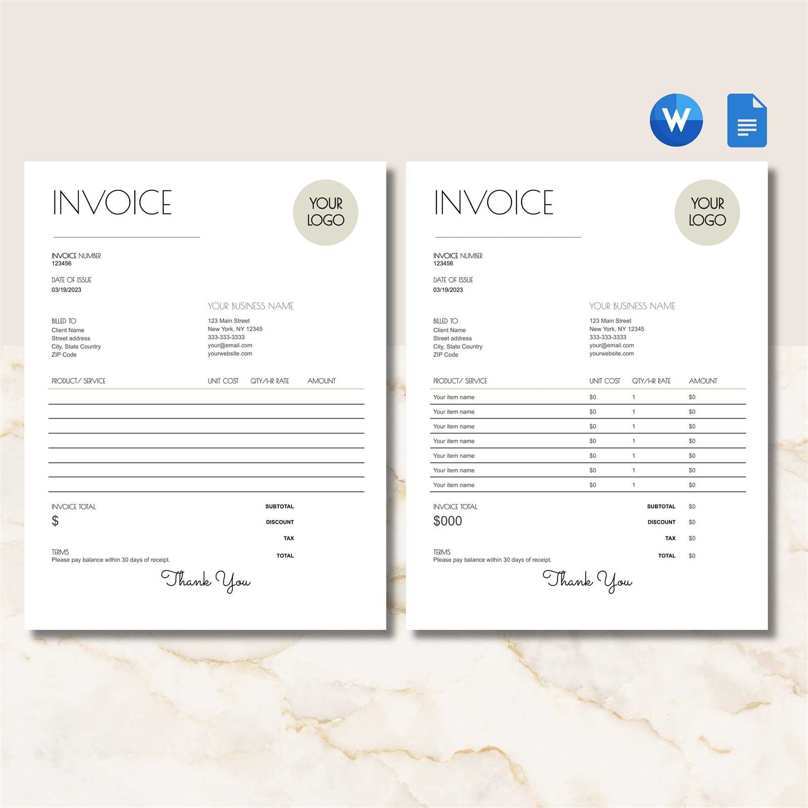 etsy invoice template