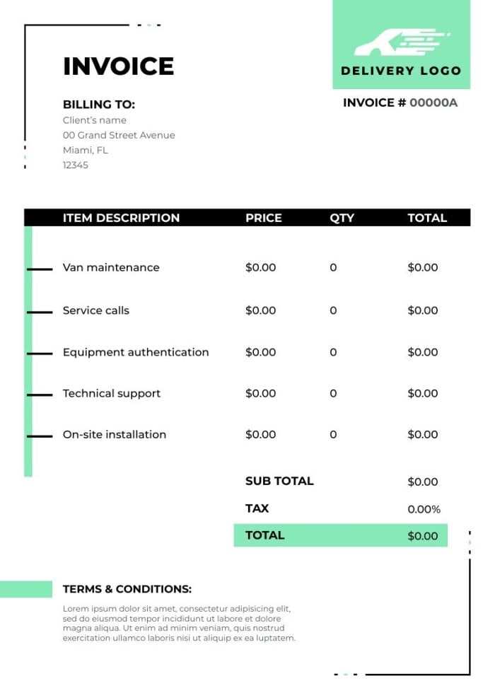 delivery service invoice template