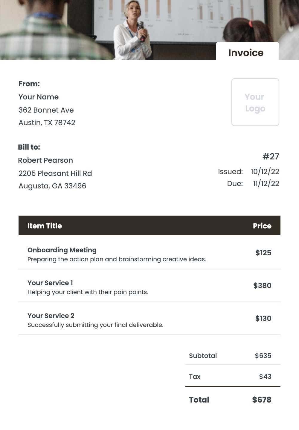 workshop invoice template