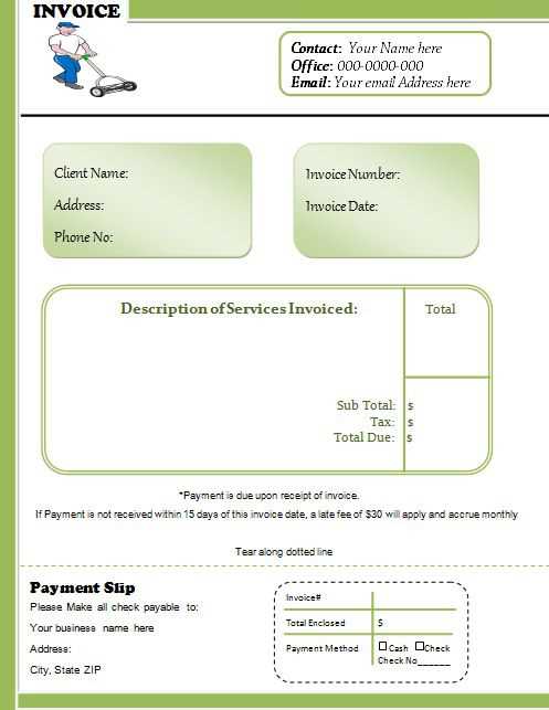 printable lawn care invoice template