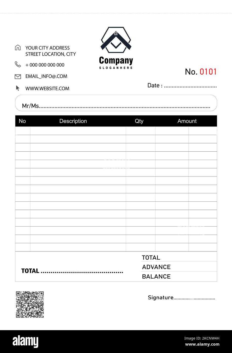 cash payment invoice template