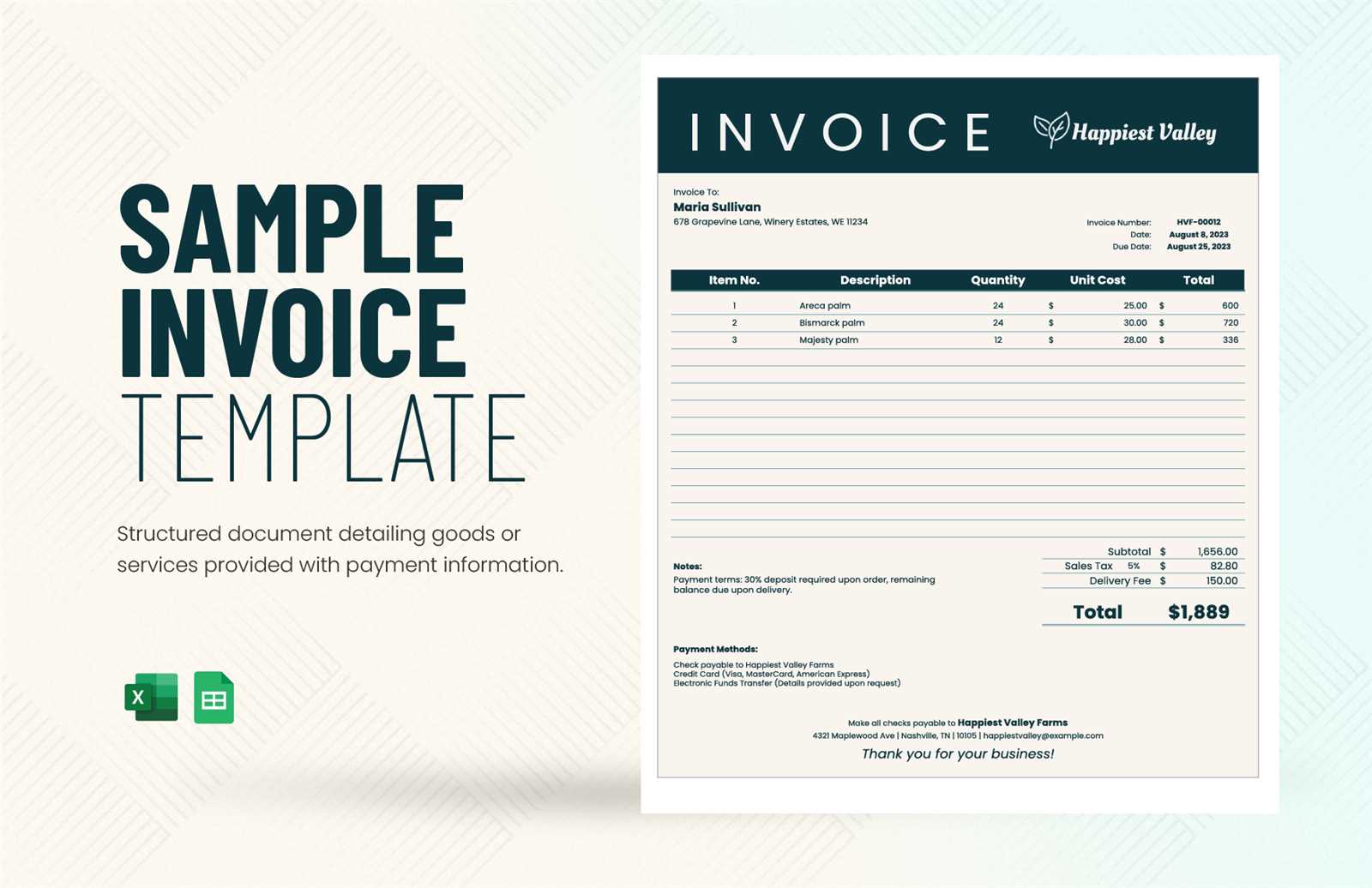 sample of invoice template in excel