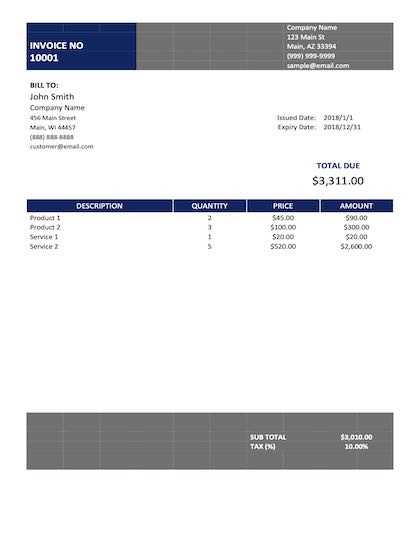 invoice services template