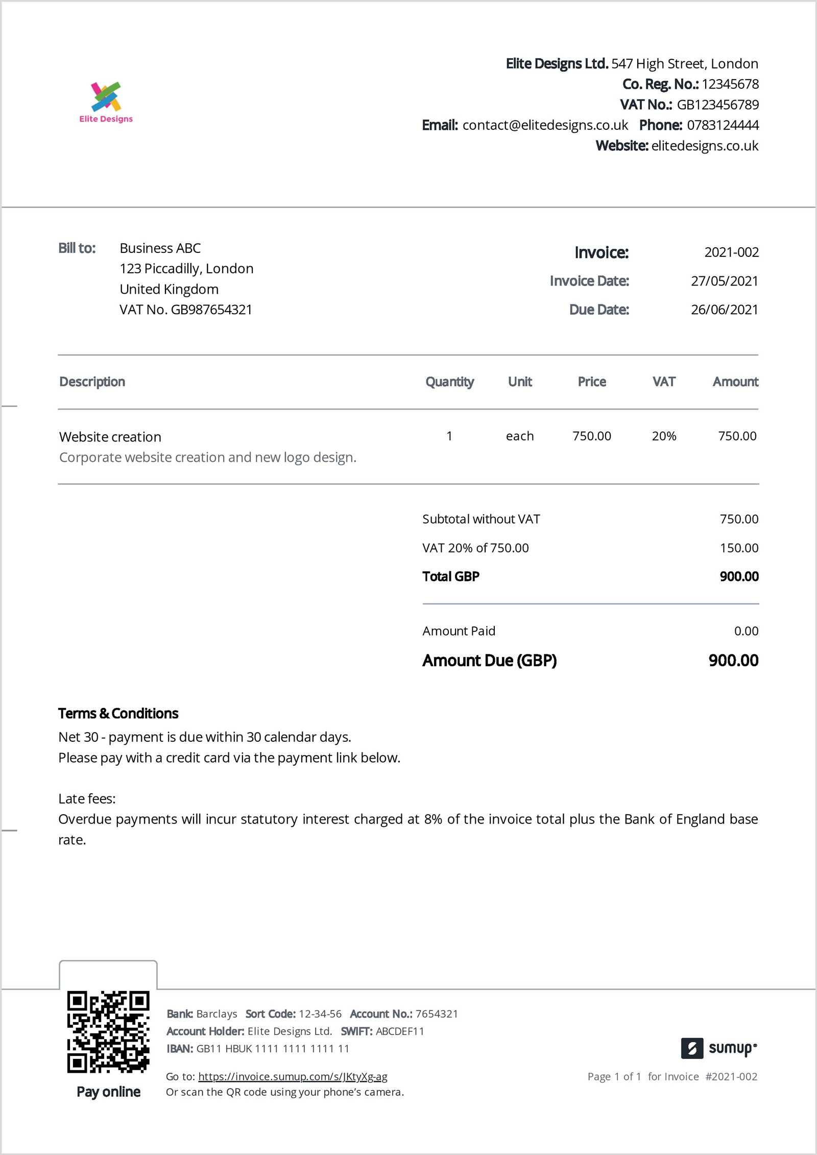 fee invoice template
