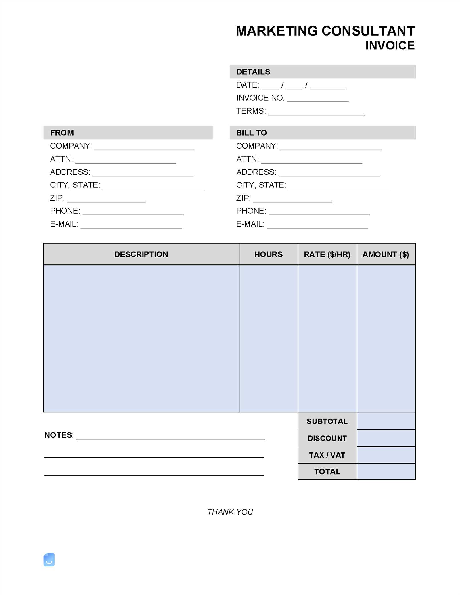 marketing invoice template