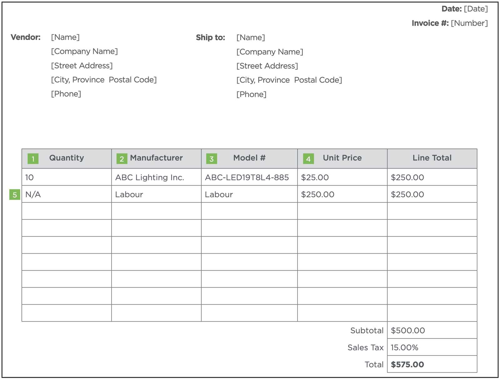 vendor invoice template