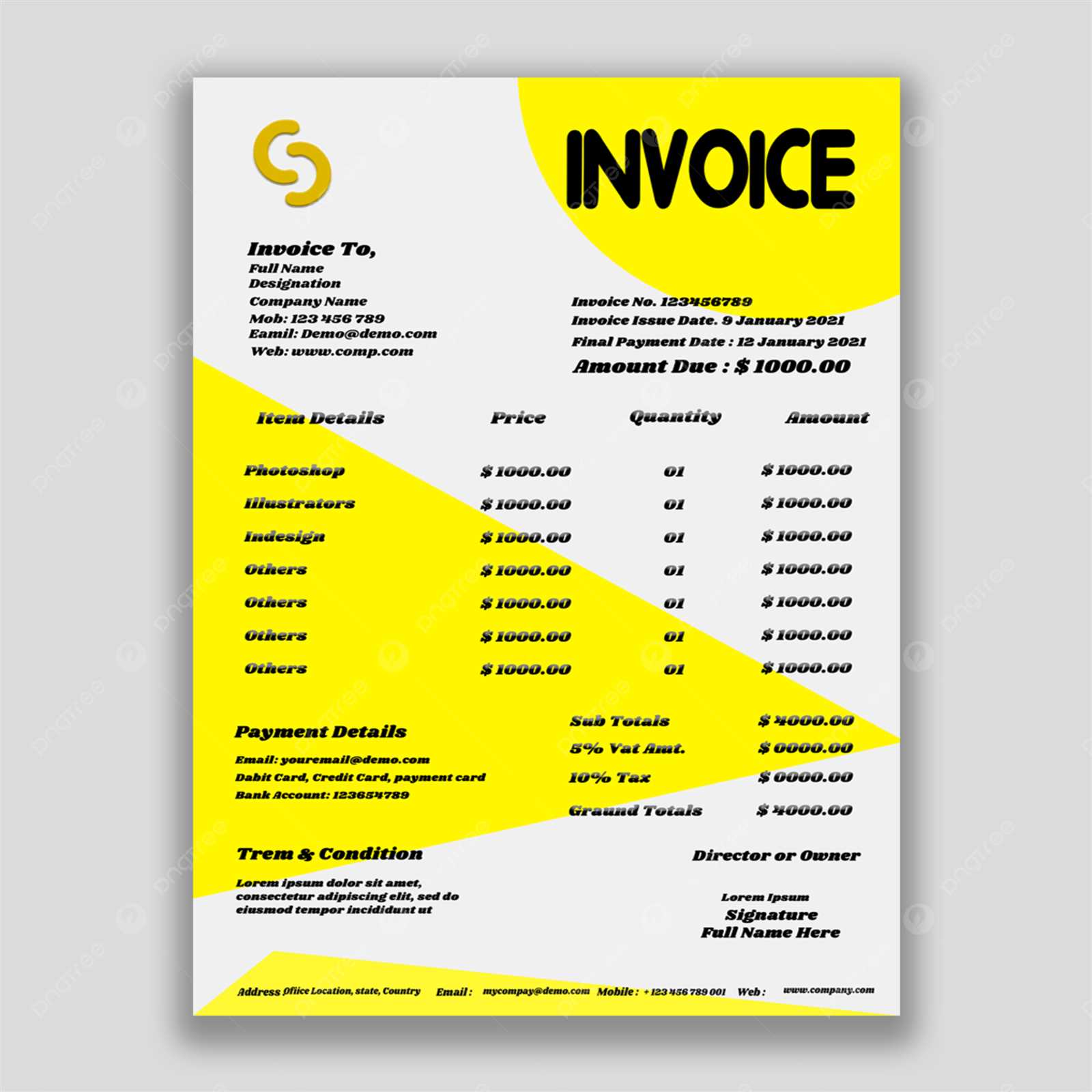 invoice design template free download