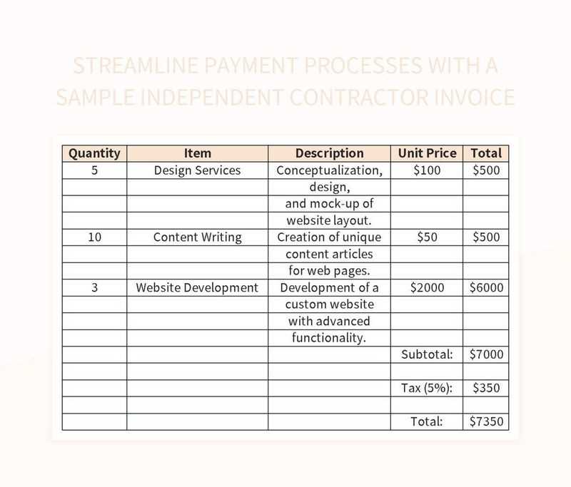 invoice template for independent contractor