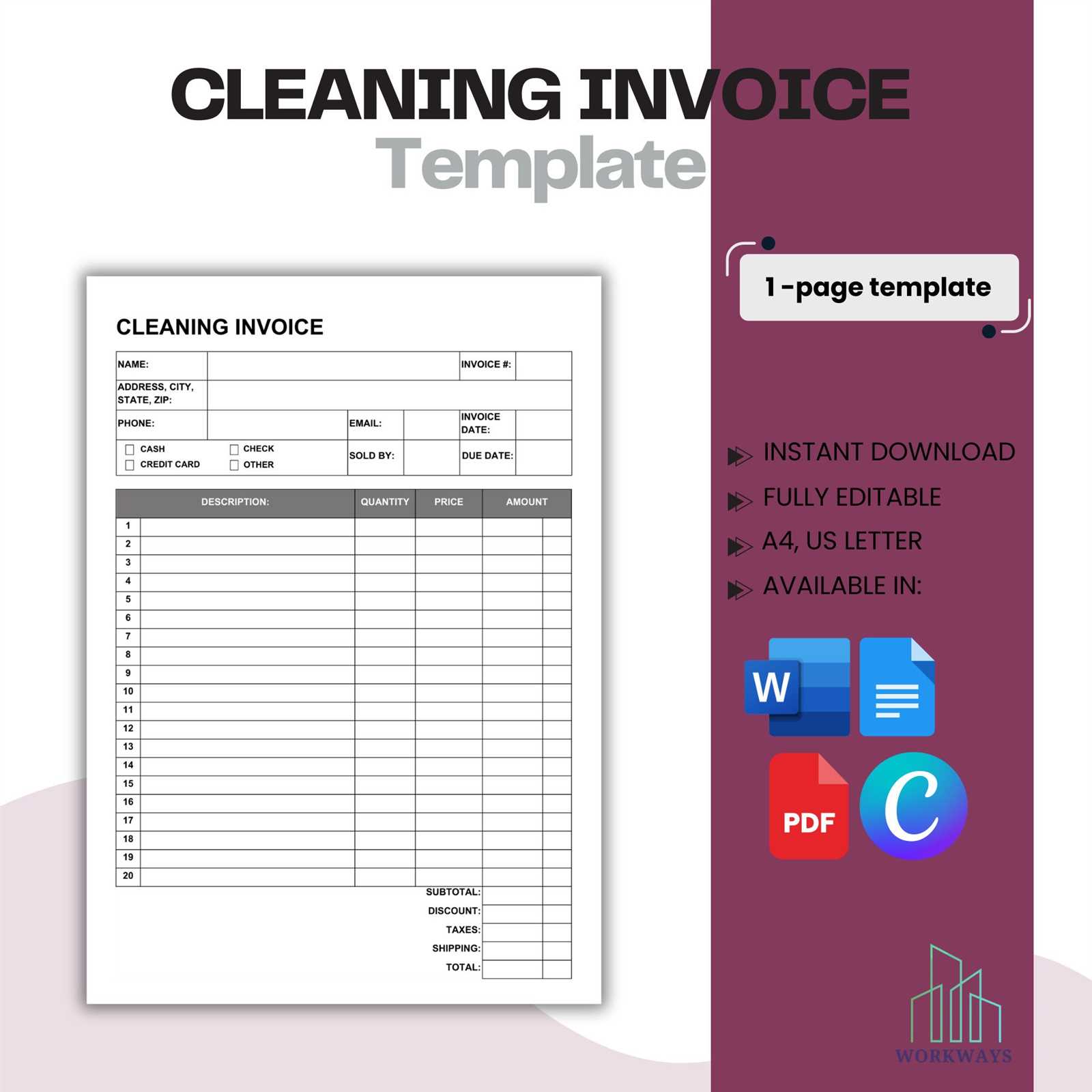 janitorial invoice template