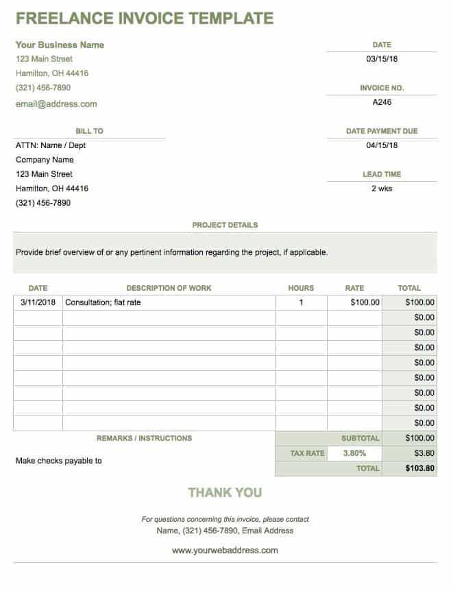 freelance illustrator invoice template