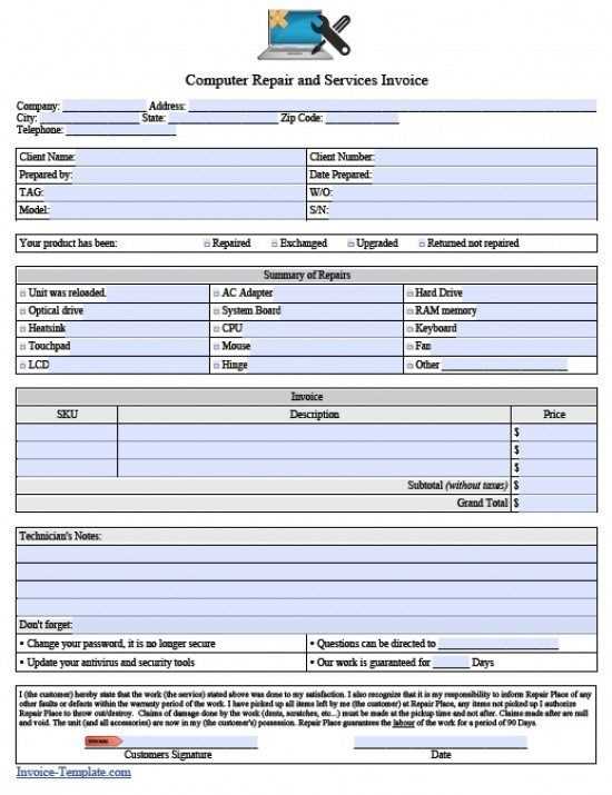 laptop invoice template