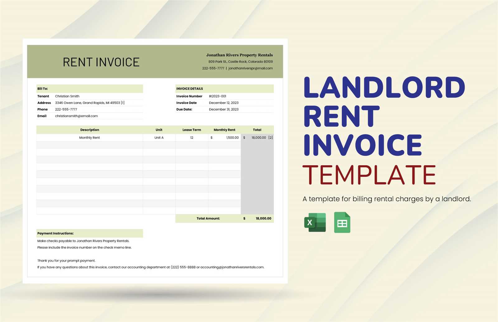 landlord invoice template