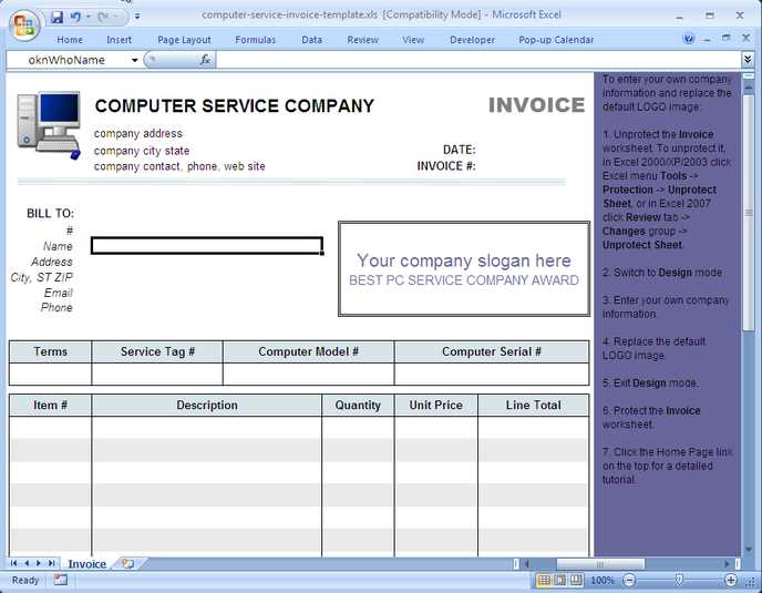 laptop invoice template