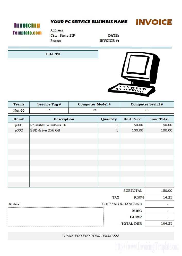 laptop invoice template