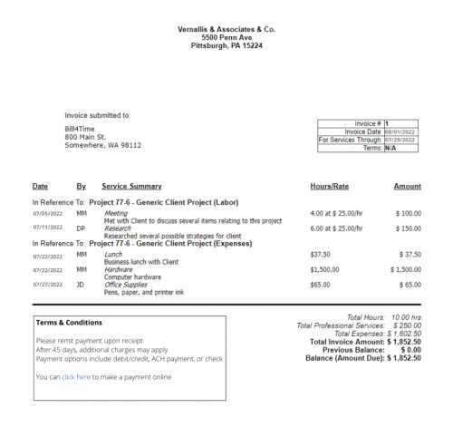 law firm invoice template