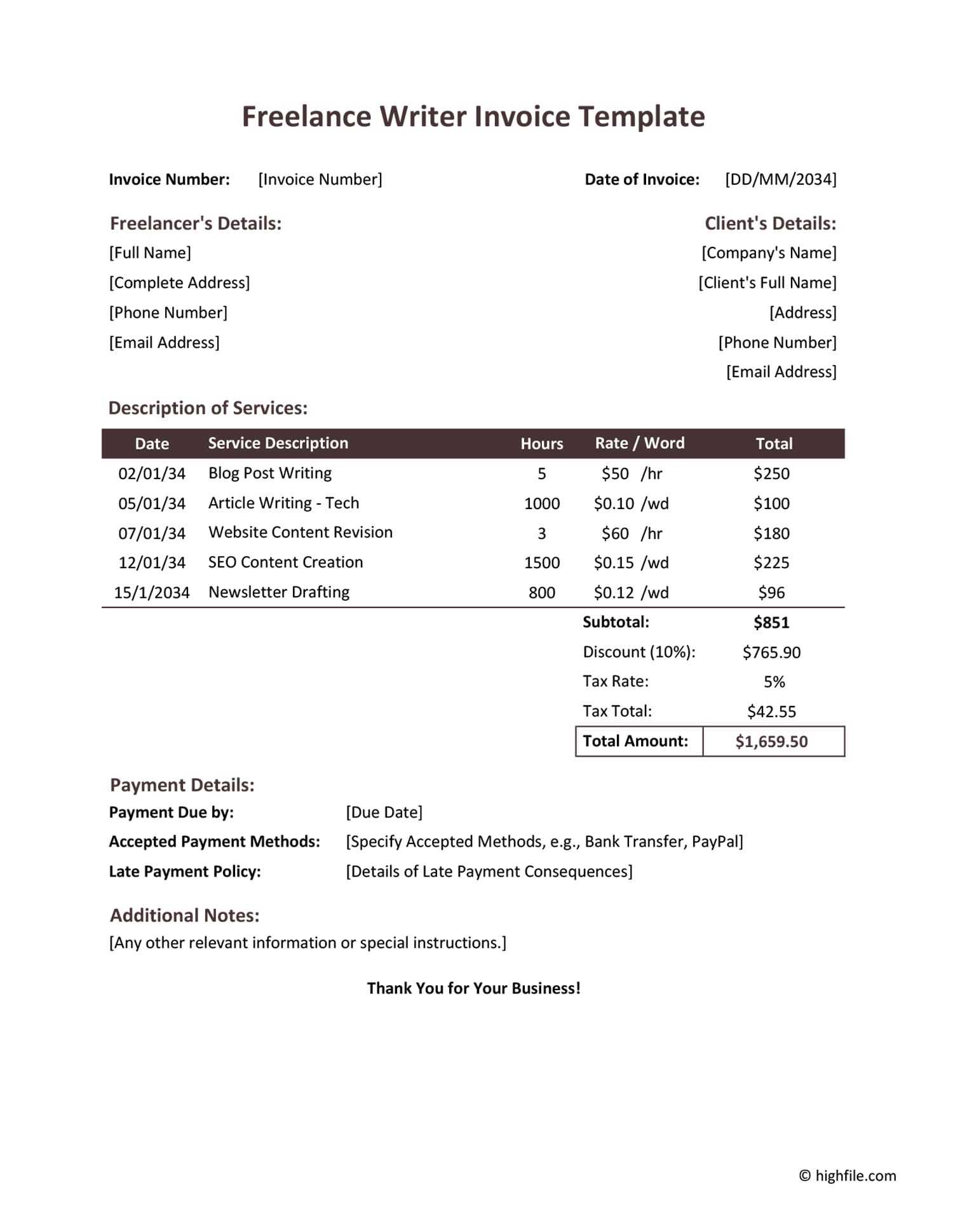 law firm invoice template