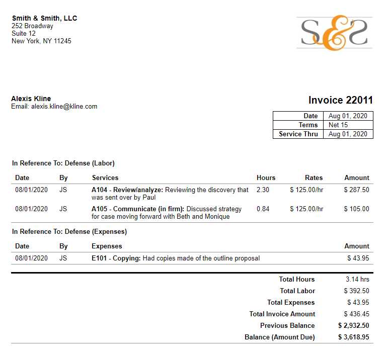 law firm invoice template