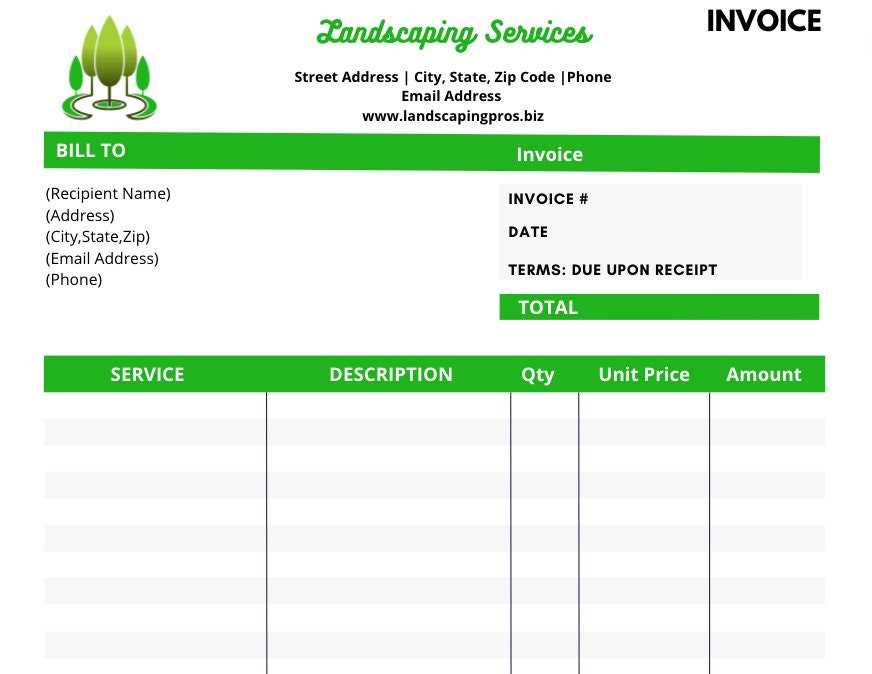 lawn mowing invoice template