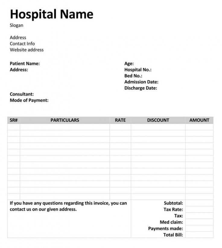 hospital invoice template