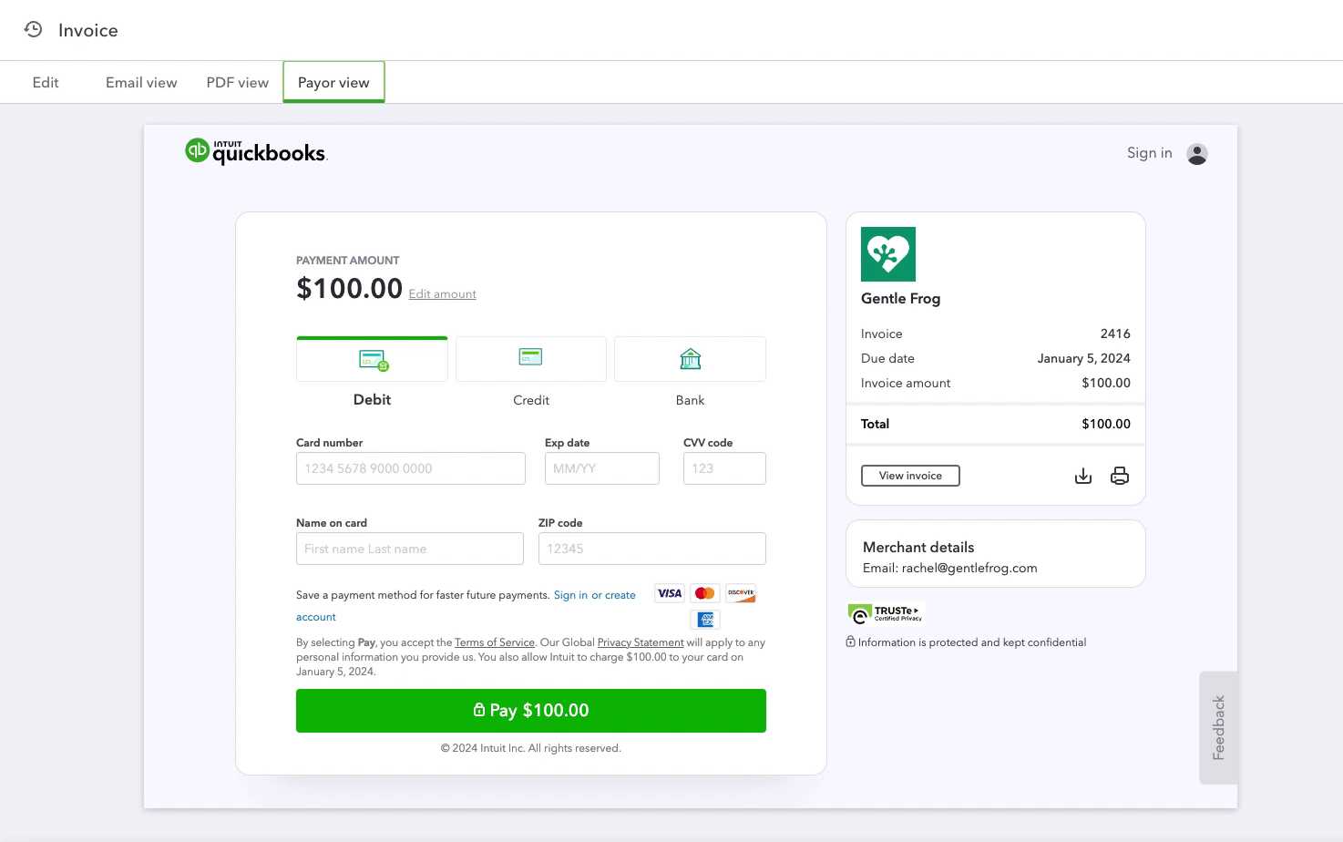 free quickbooks invoice template