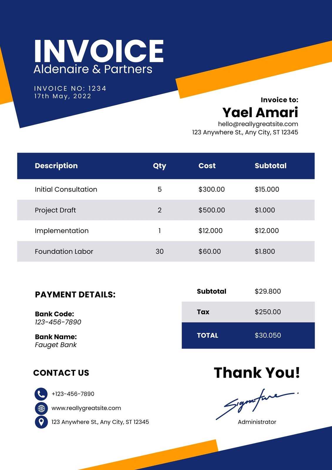 legal consultant invoice template