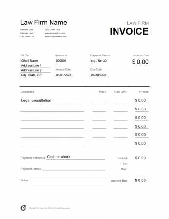 legal invoice template free