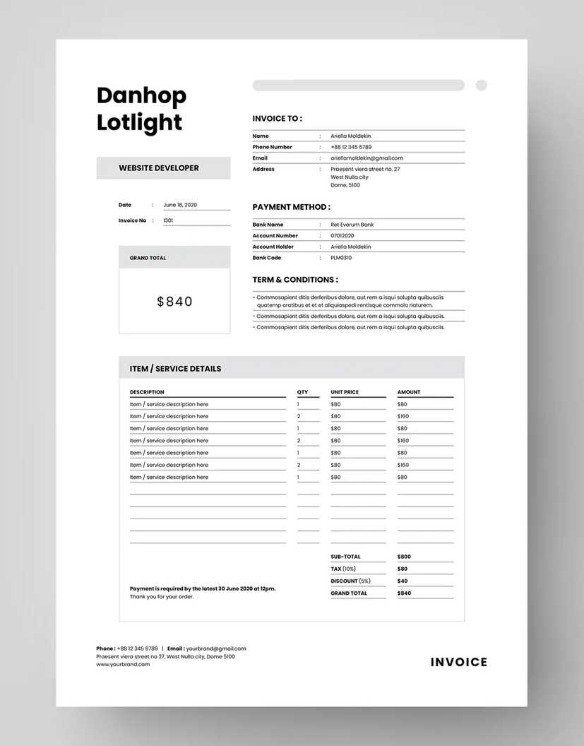 word document invoice template word