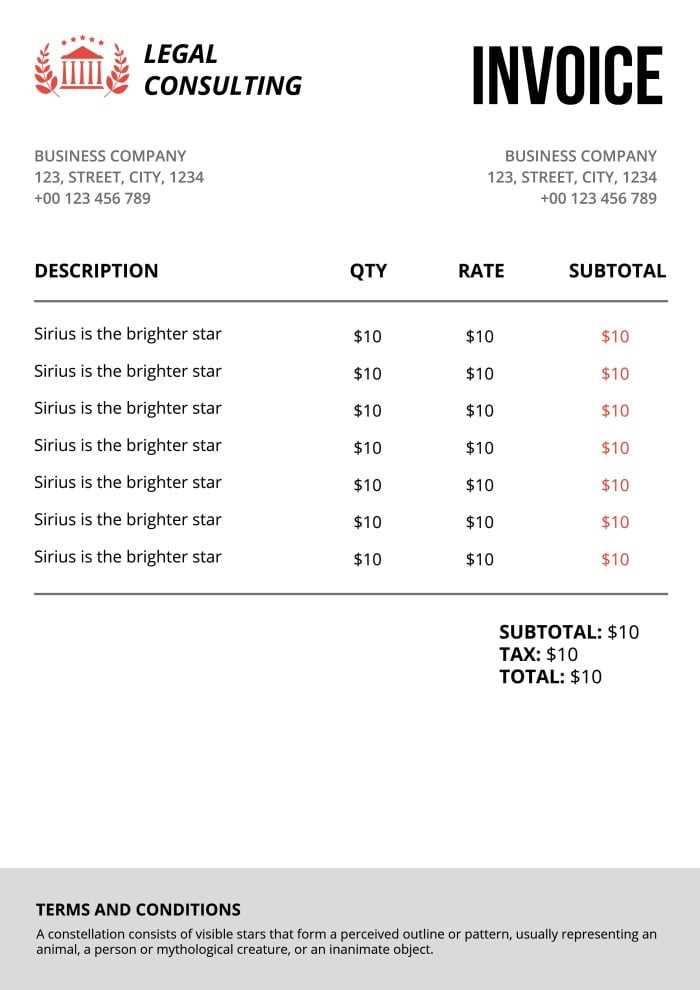 professional services invoice template free