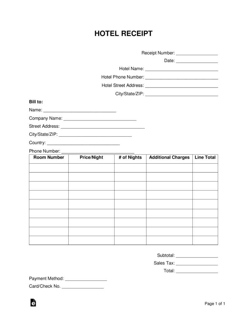 bed and breakfast invoice template