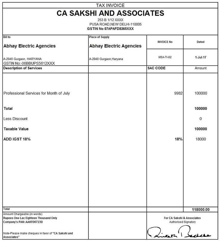 gst tax invoice template