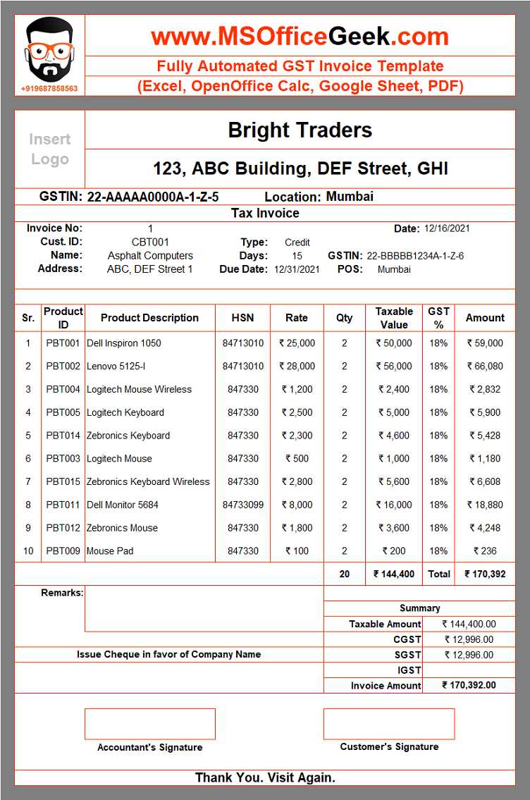 libre office invoice template
