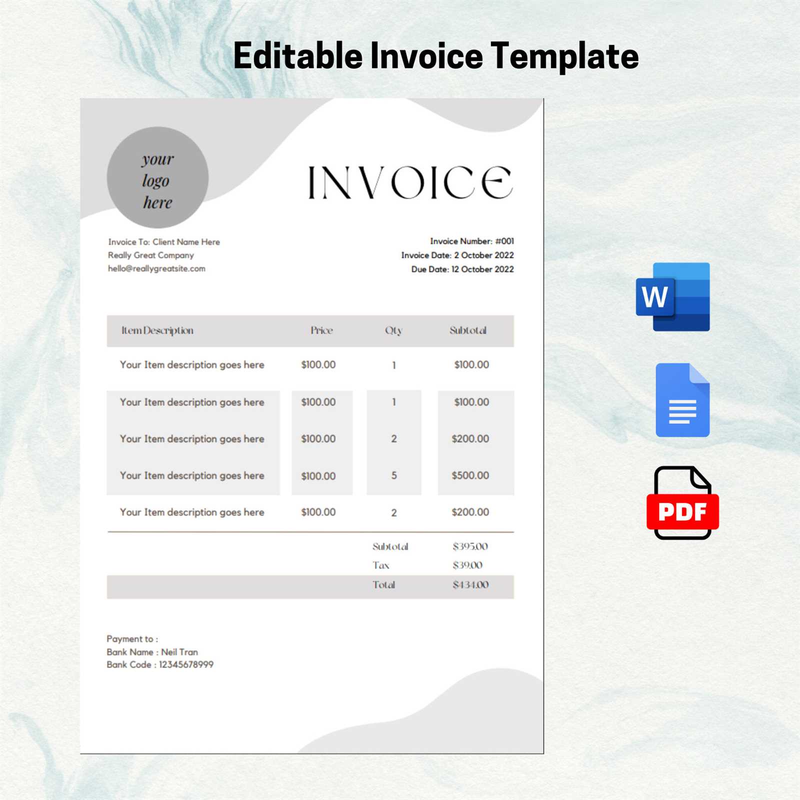 libreoffice calc invoice template