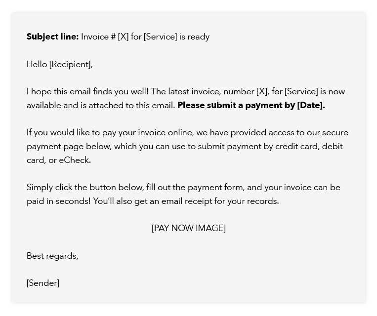 invoice attached email template