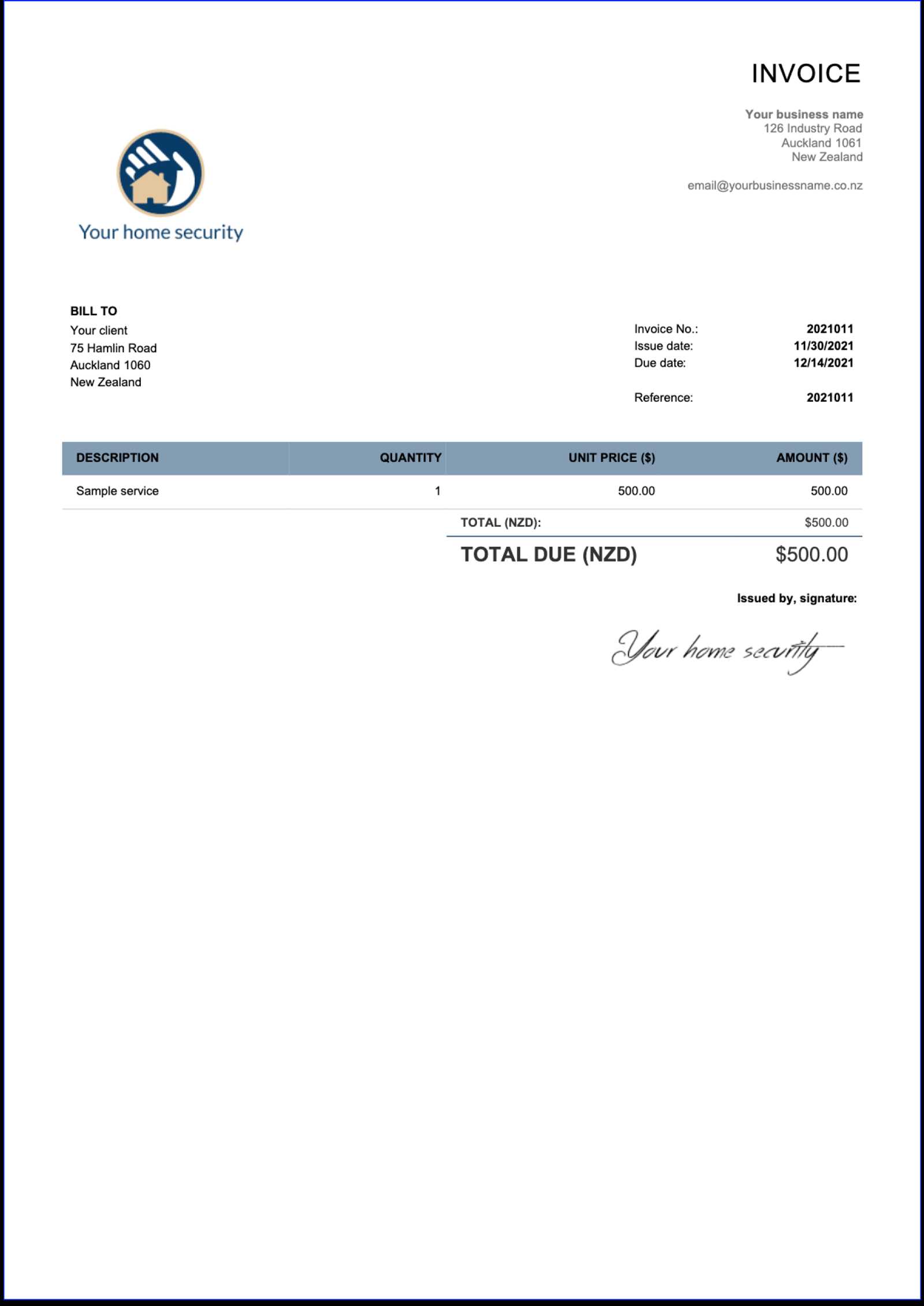 invoice template sole trader