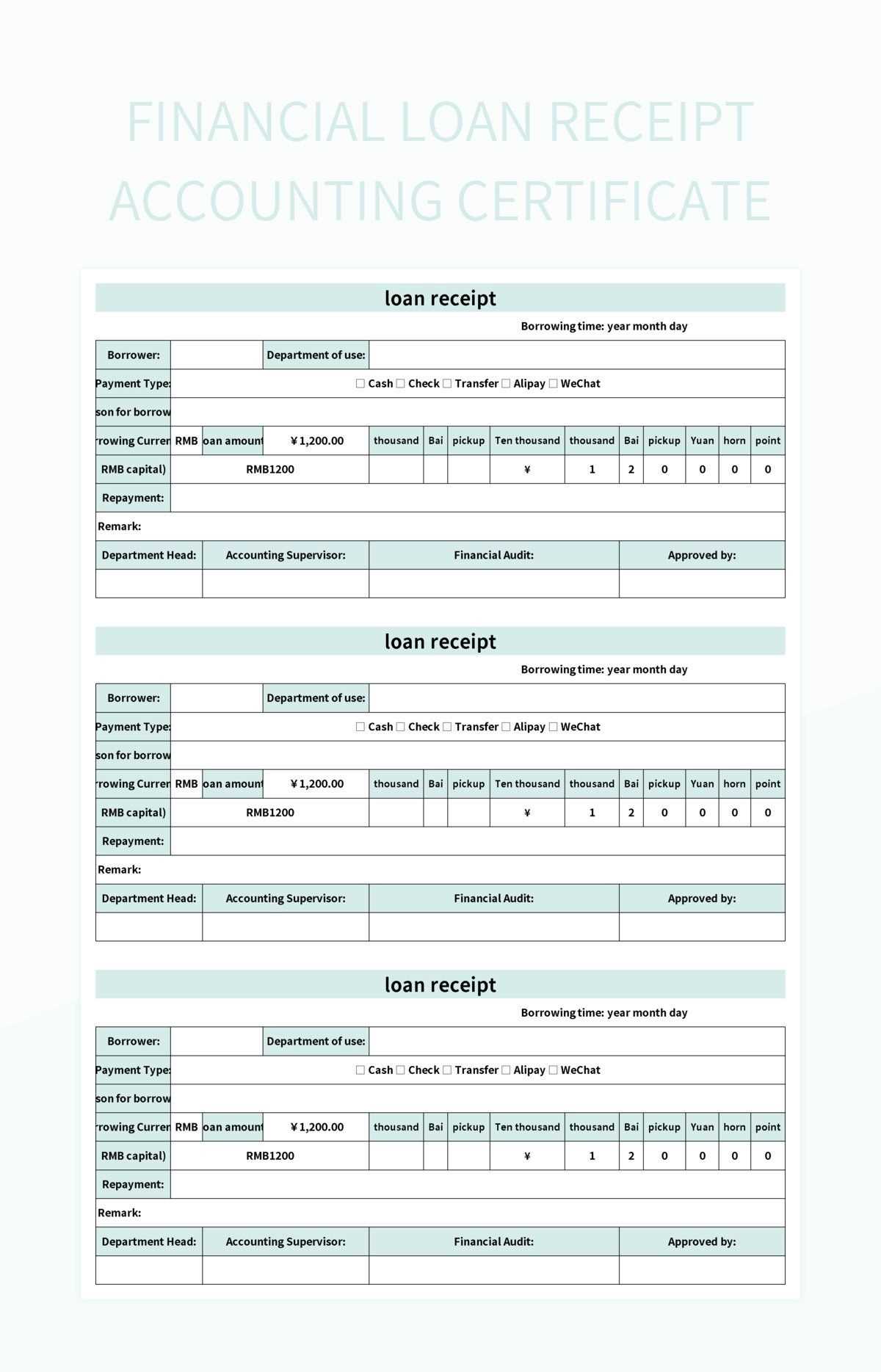 loan invoice template