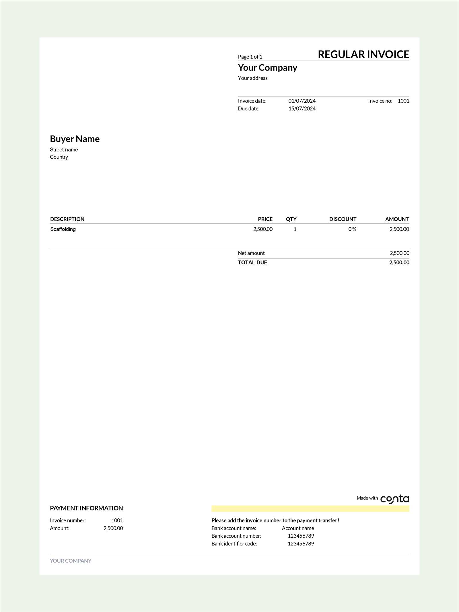 uk free invoice template
