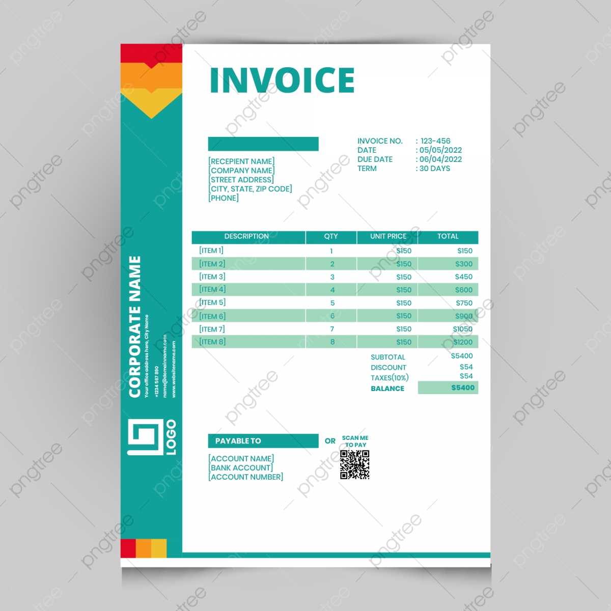 colorful invoice template