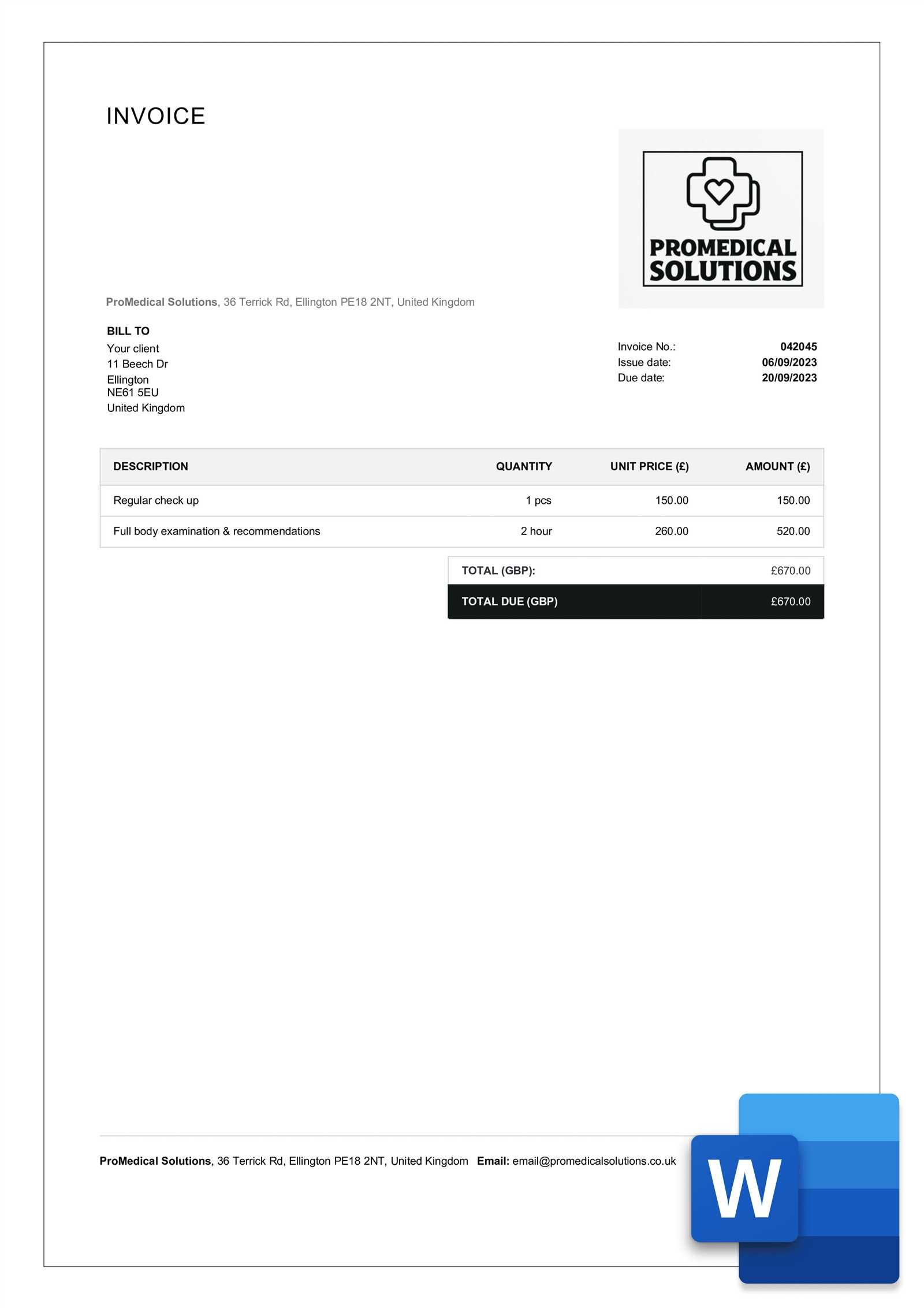 invoice template for numbers ipad