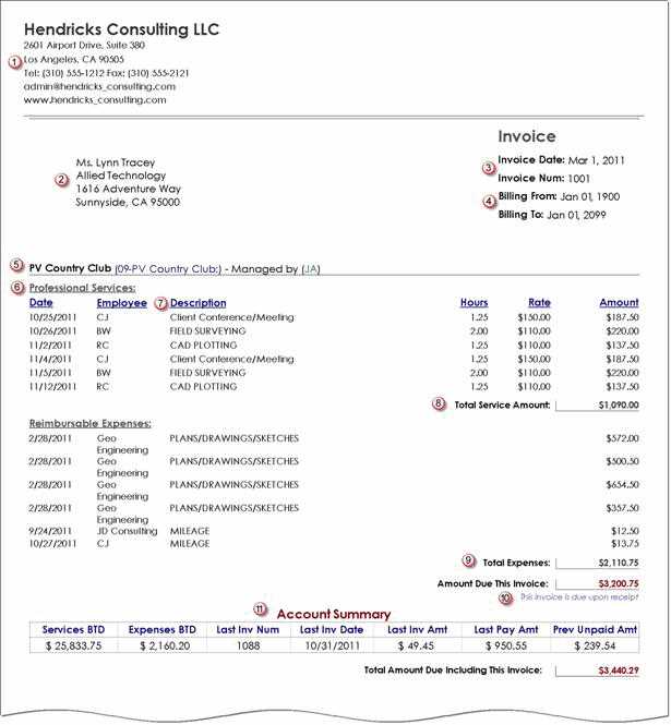 hourly billing invoice template