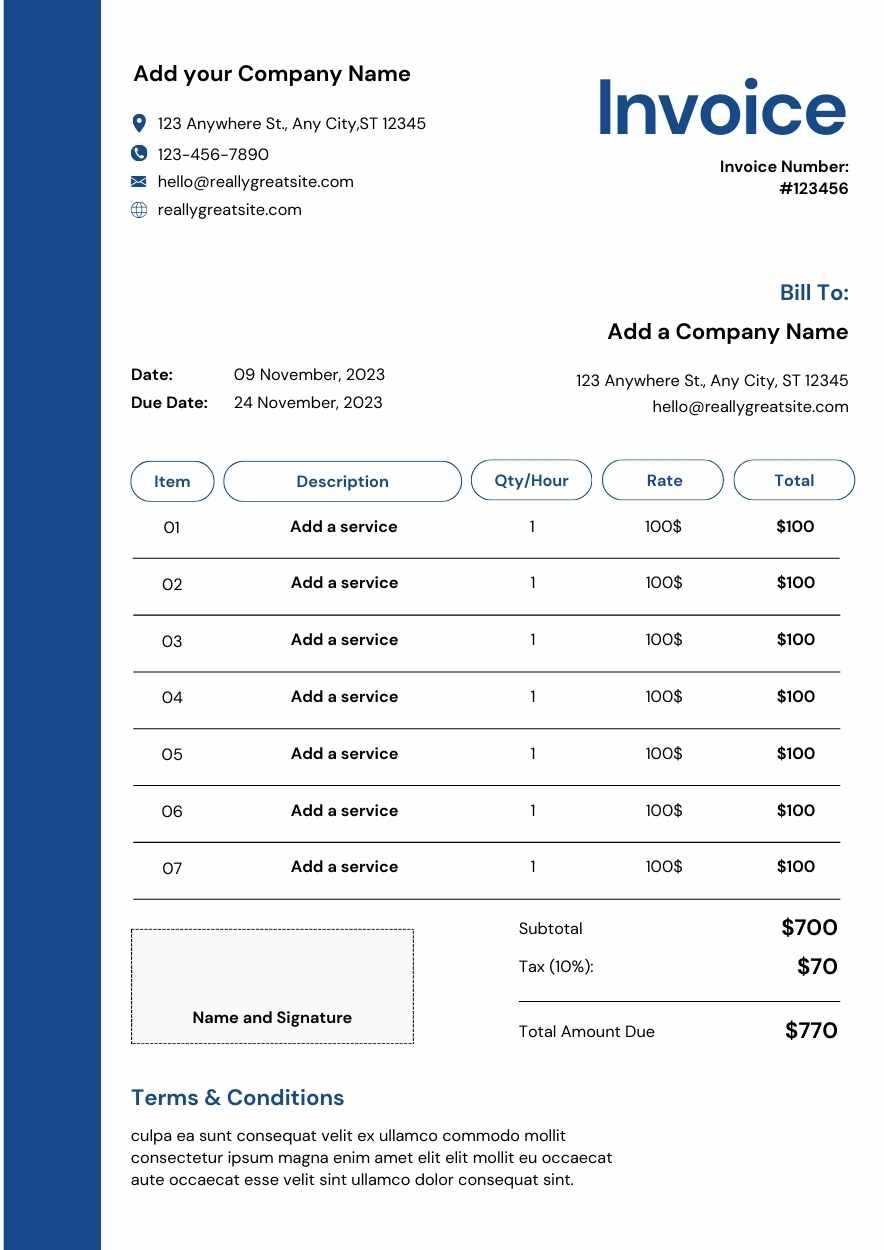 consultant invoice professional services invoice template