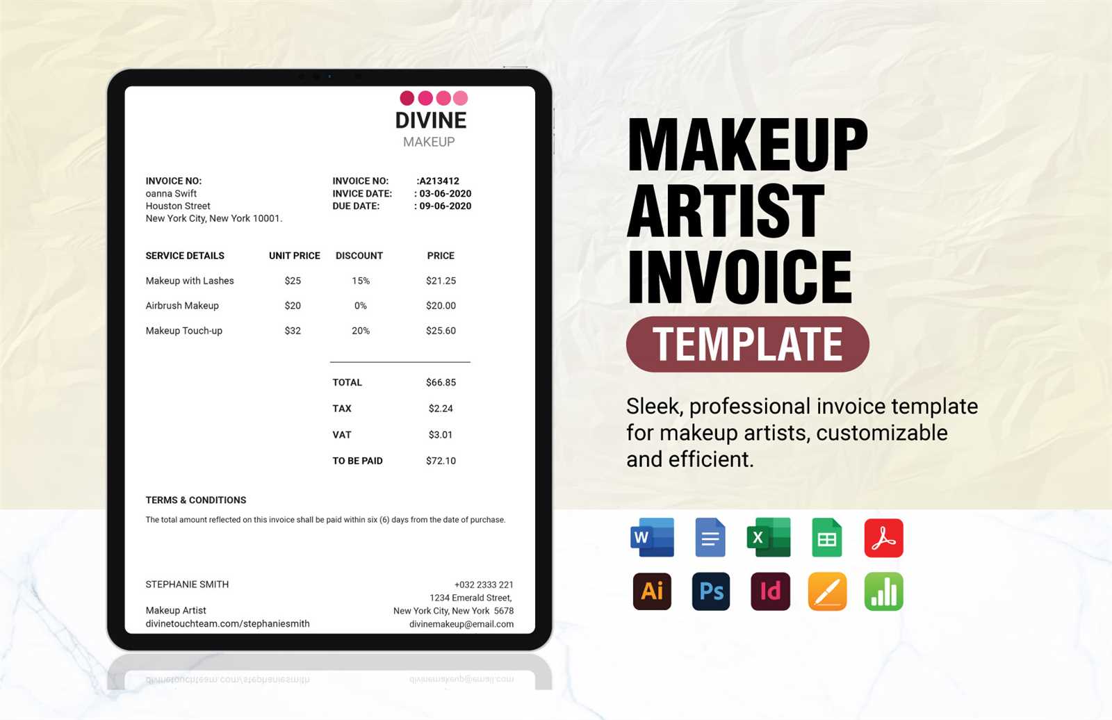 makeup invoice template