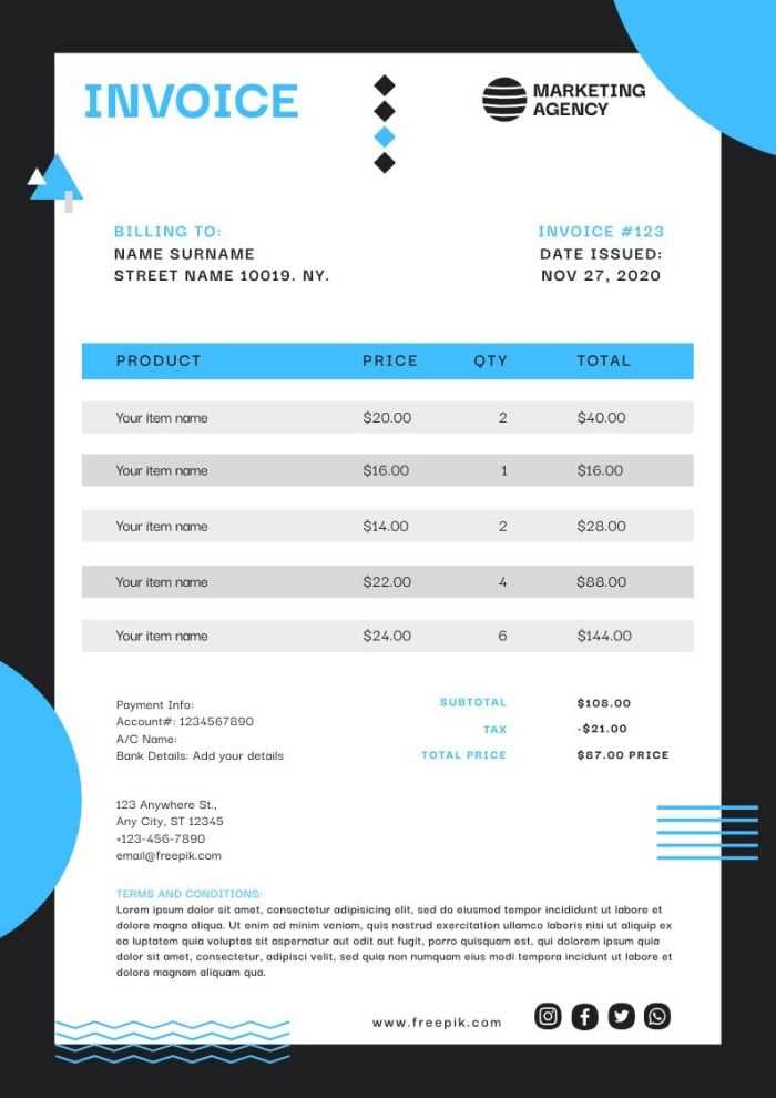 marketing invoice template