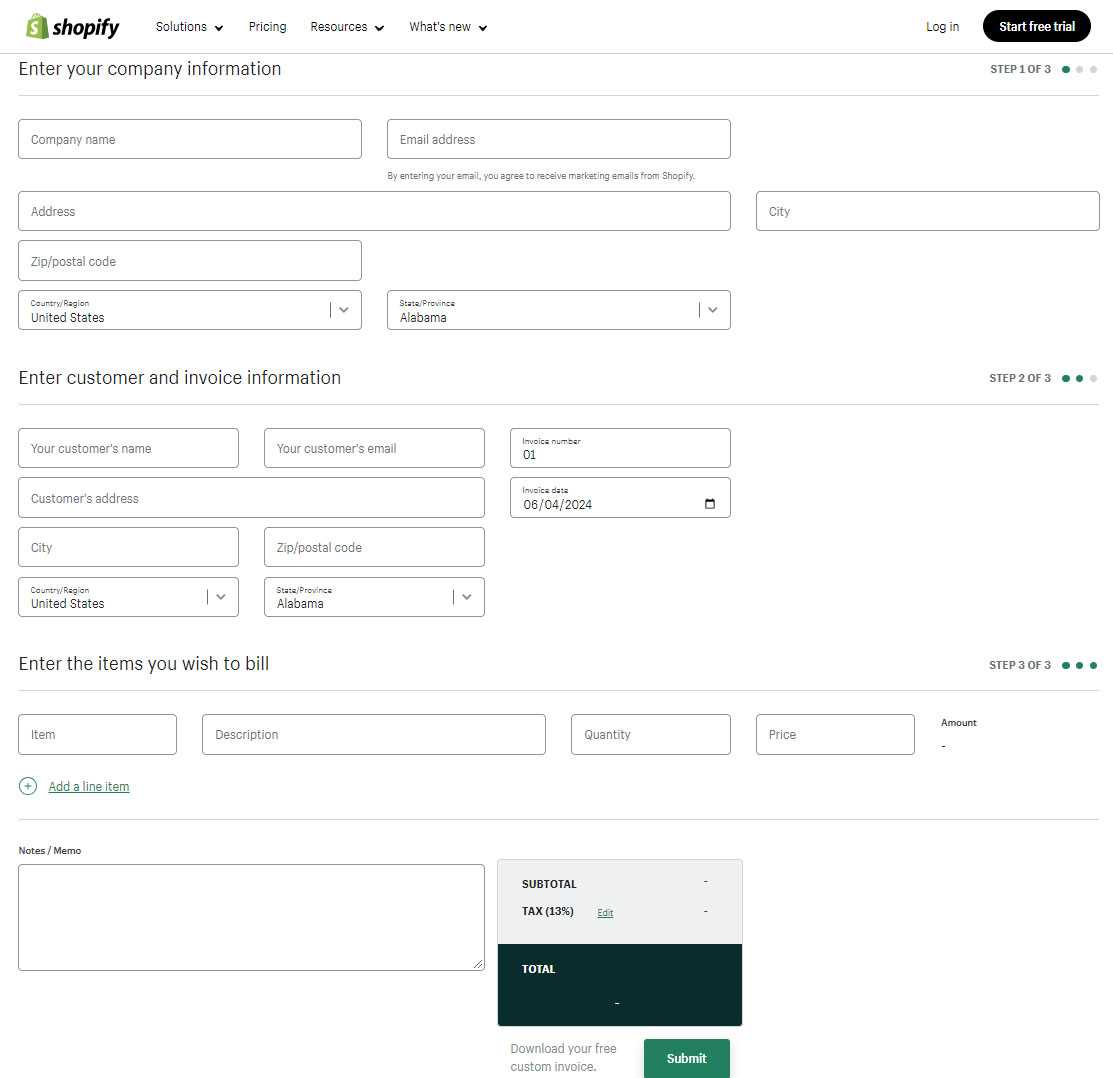 shopify edit invoice template