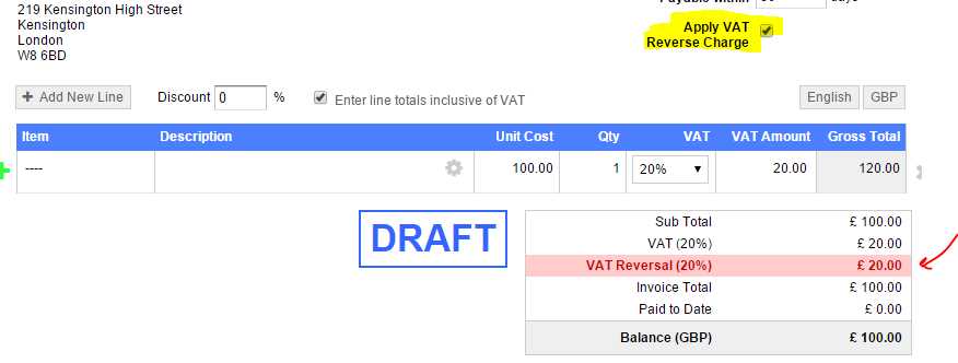 reverse charge invoice template